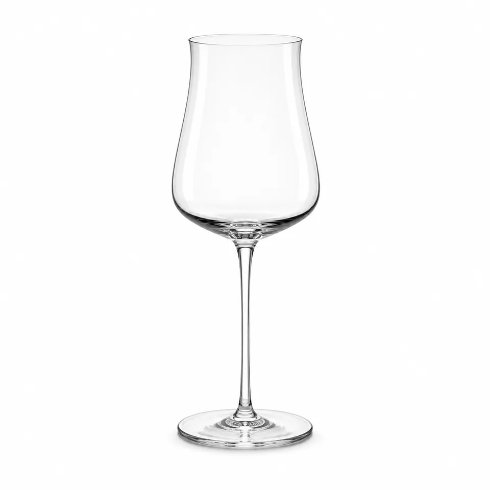 Red wine glass, clear contemporary form, model DY6018