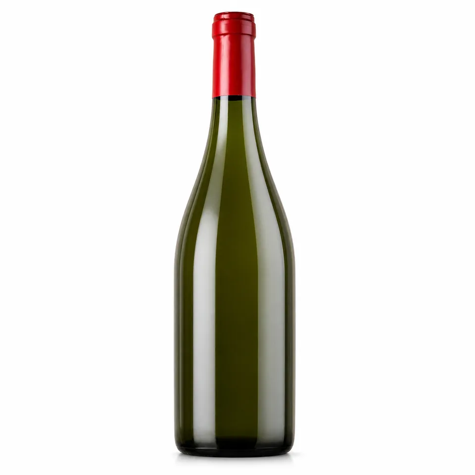 Burgundy-style dark-green glass wine bottle
