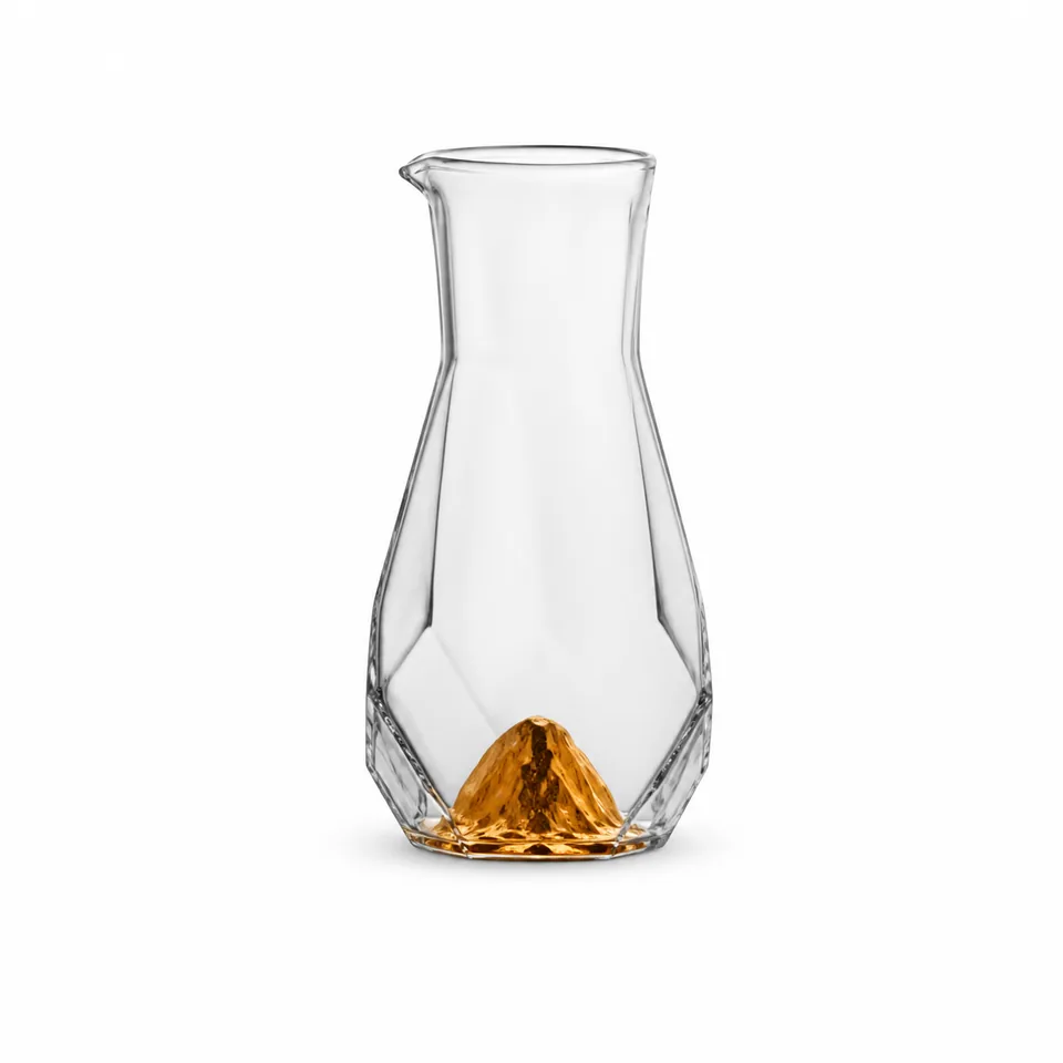 Glass measuring pitcher / serving carafe, clear contemporary form, model DJX070