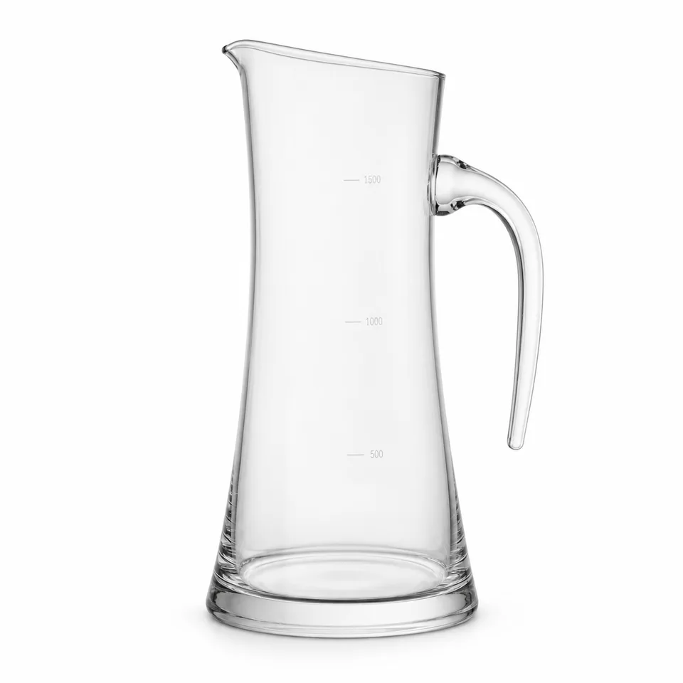 Glass measuring pitcher / serving carafe, clear contemporary form, model DJ7063