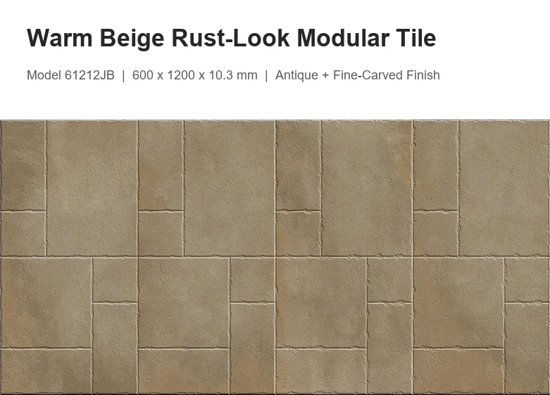 61212JB Warm Beige Rust-Look Antique Modular Tile
