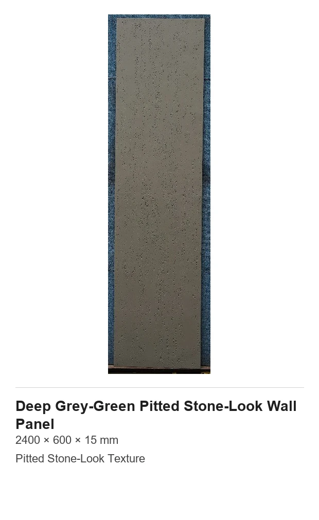 Deep Grey-Green Pitted Stone-Look Wall Panel