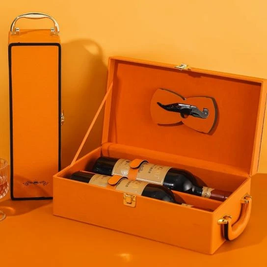 Leather Wrapped Double Bottle Wine Box