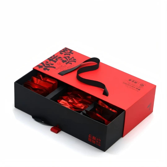 Red Black Compartment Drawer Gift Box
