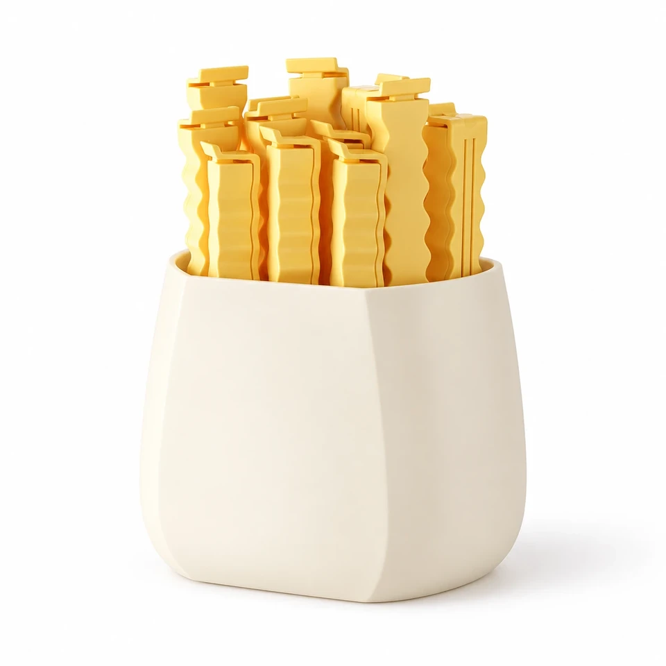 French Fry-Shaped Clip Set with Holder