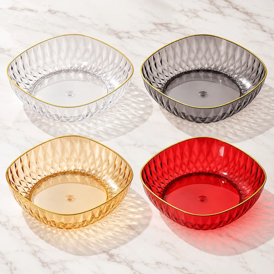 Rounded-Square Diamond-Texture Fruit Bowl Series