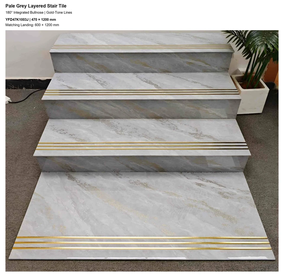 Pale Grey Layered Stair Tile