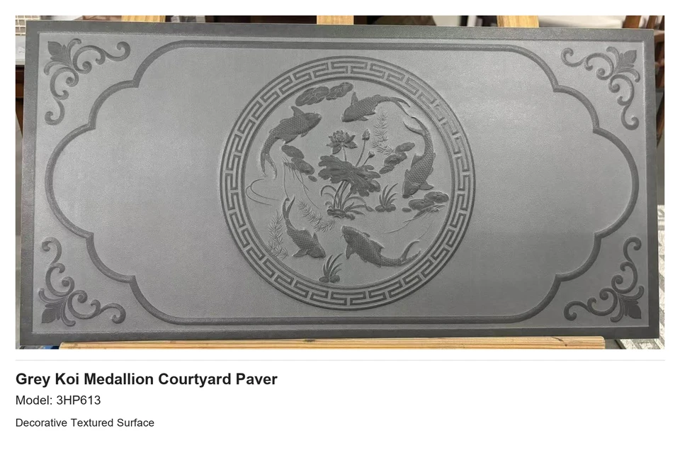 Grey Koi Medallion Courtyard Paver