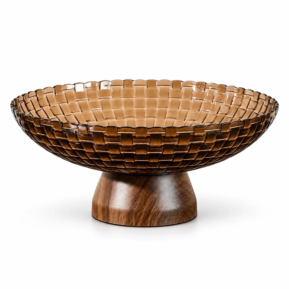 Woven-Texture Draining Pedestal Fruit Bowl