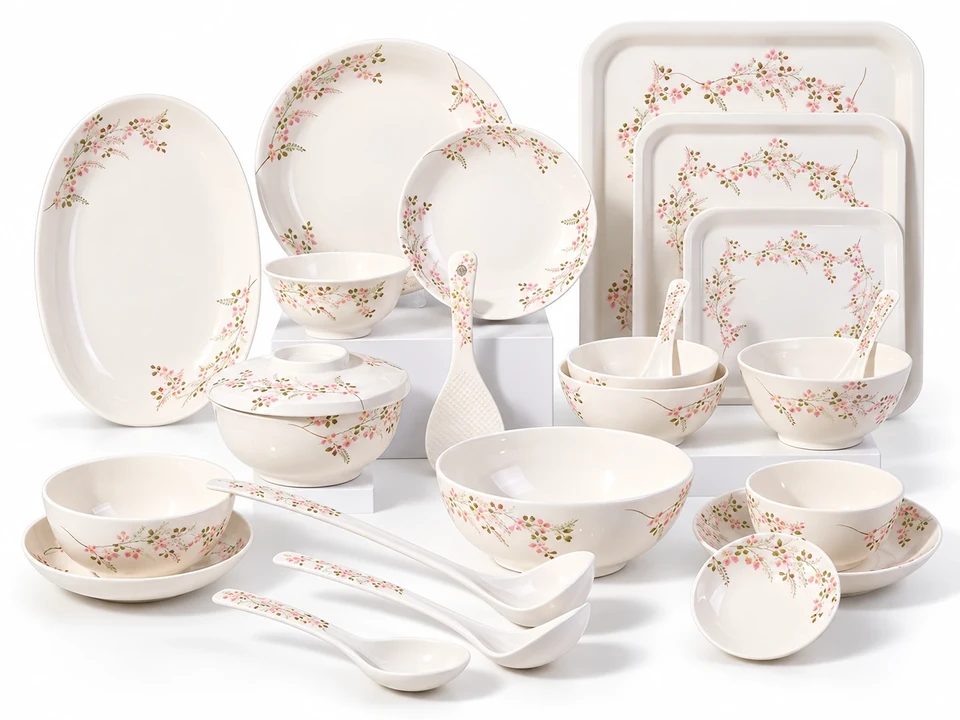 Peach Blossom Melamine Dinnerware Collection
