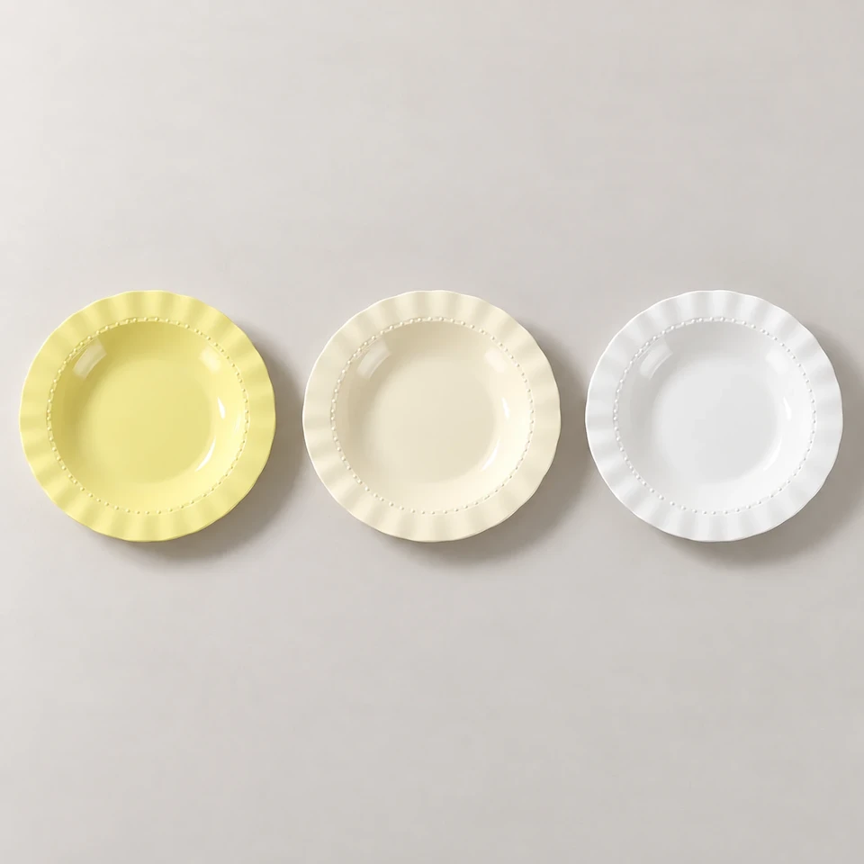 Beaded Ruffle-Rim Round Plate Series