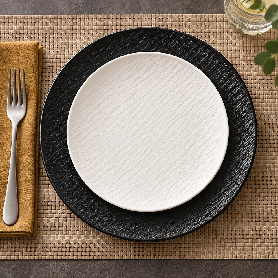 Round Embossed Stone-Texture Dinner Plate Series