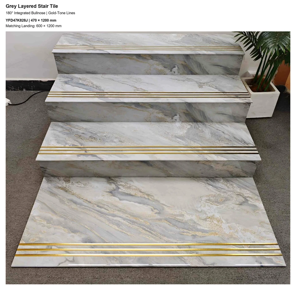 Grey Layered Stair Tile