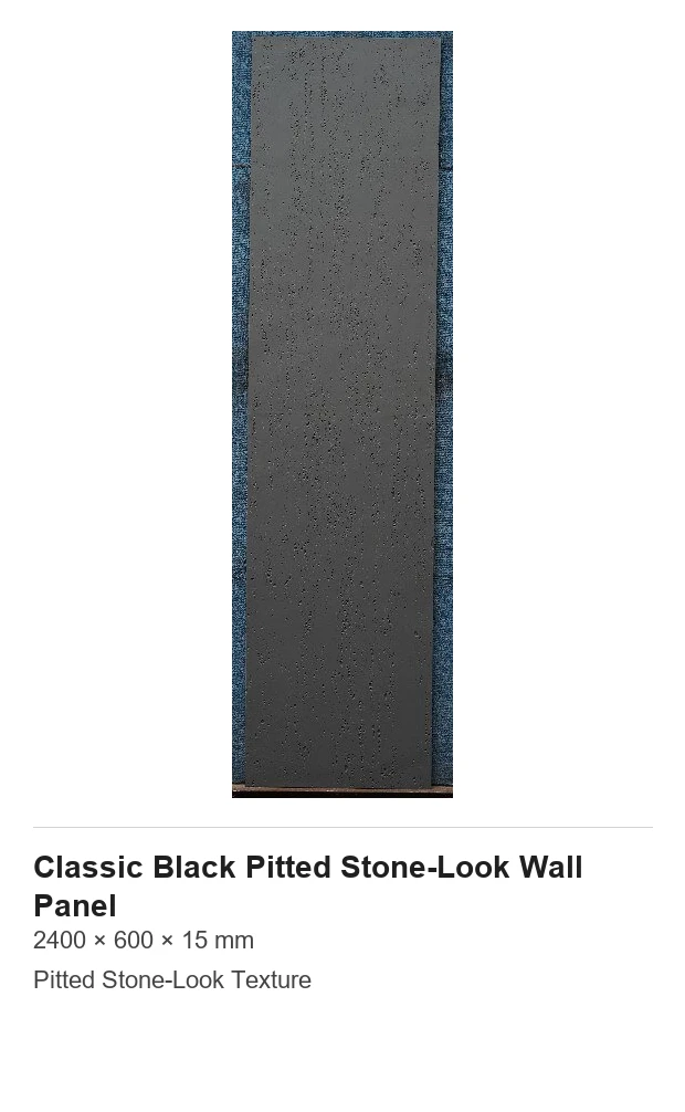 Classic Black Pitted Stone-Look Wall Panel