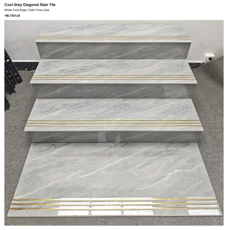 Cool Grey Diagonal Stair Tile