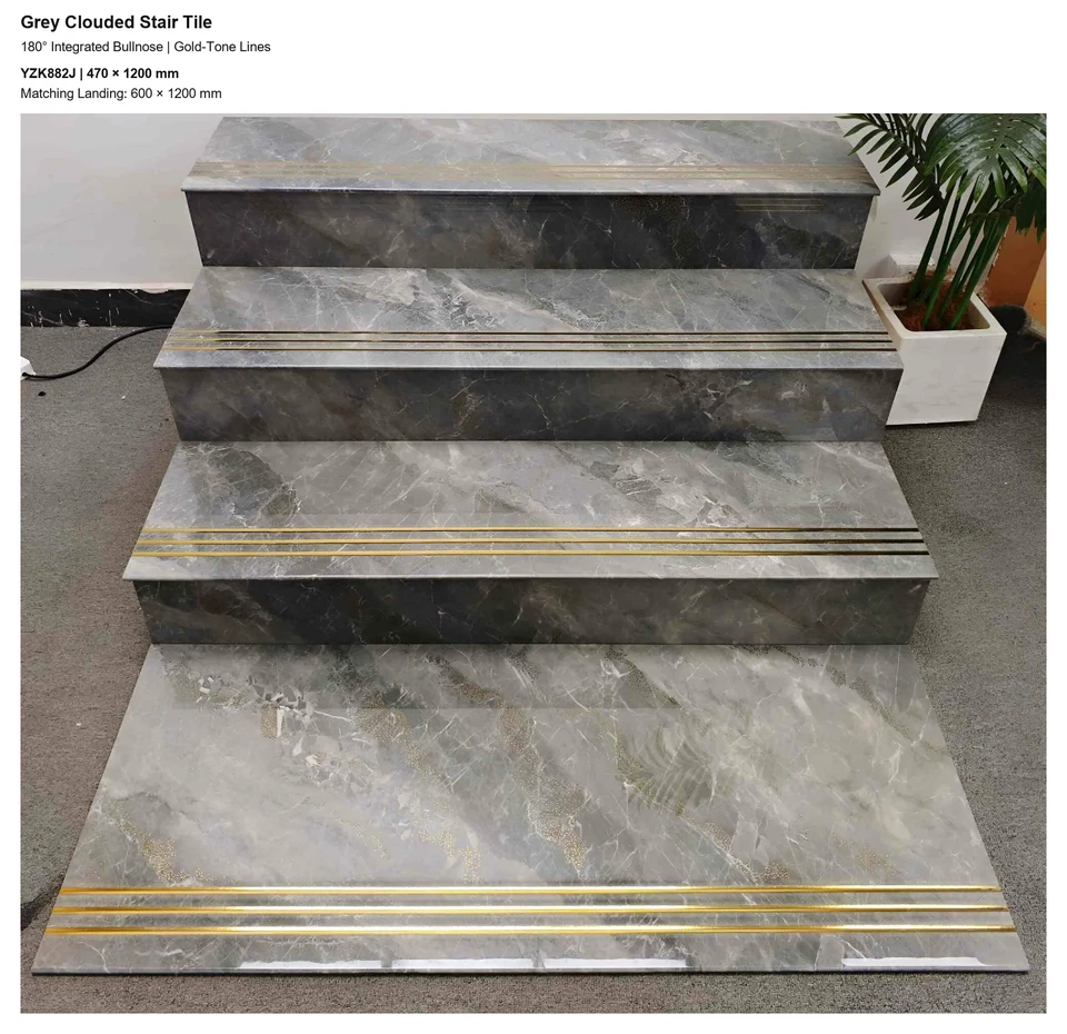 Grey Clouded Stair Tile