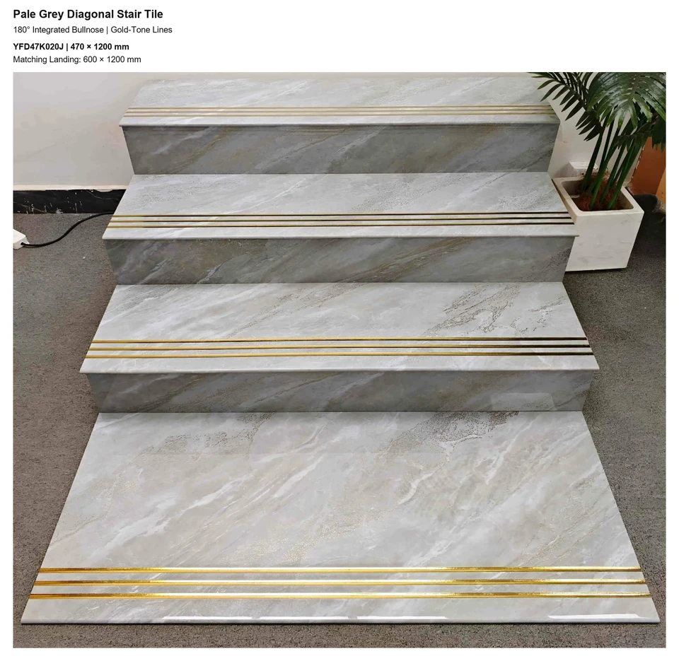 Pale Grey Diagonal Stair Tile