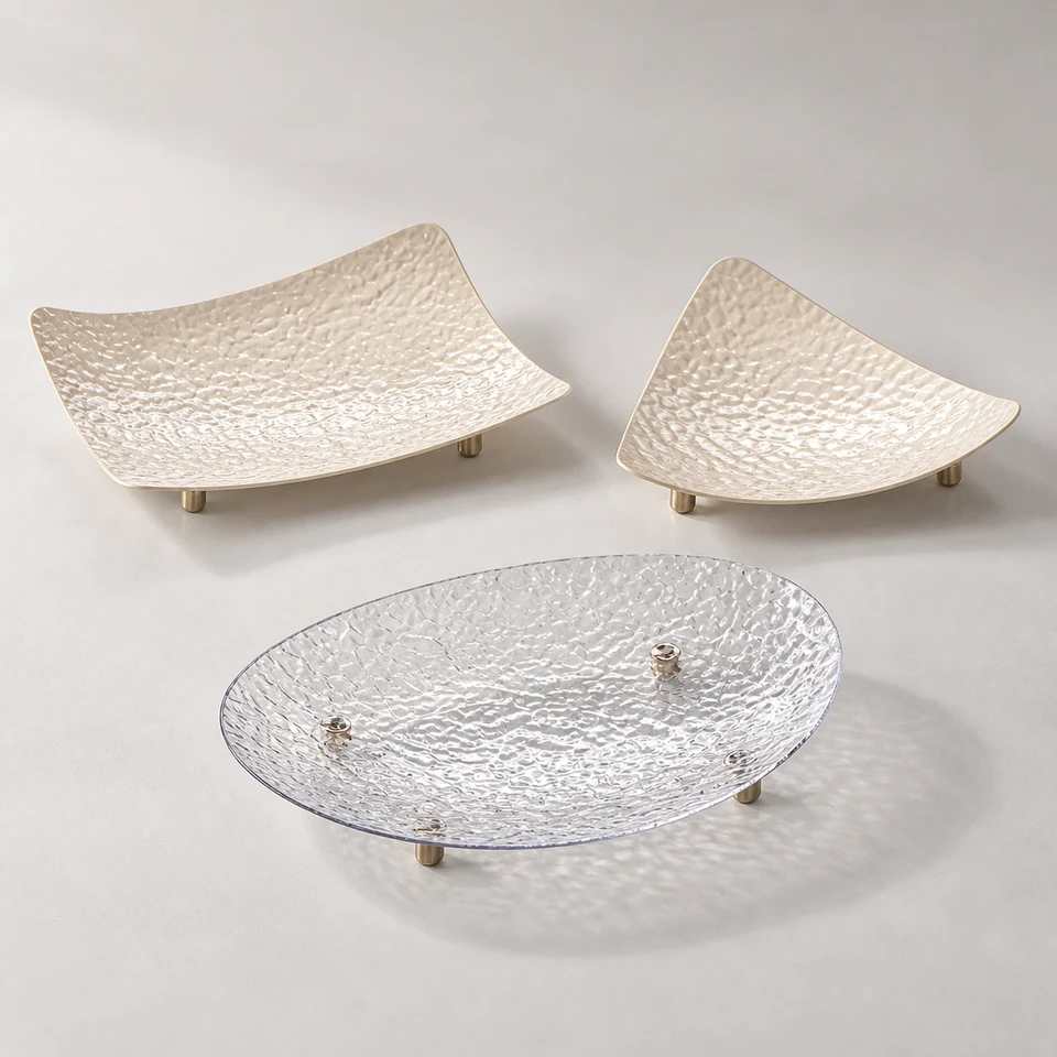 Hammered-Texture Footed Fruit Tray Series
