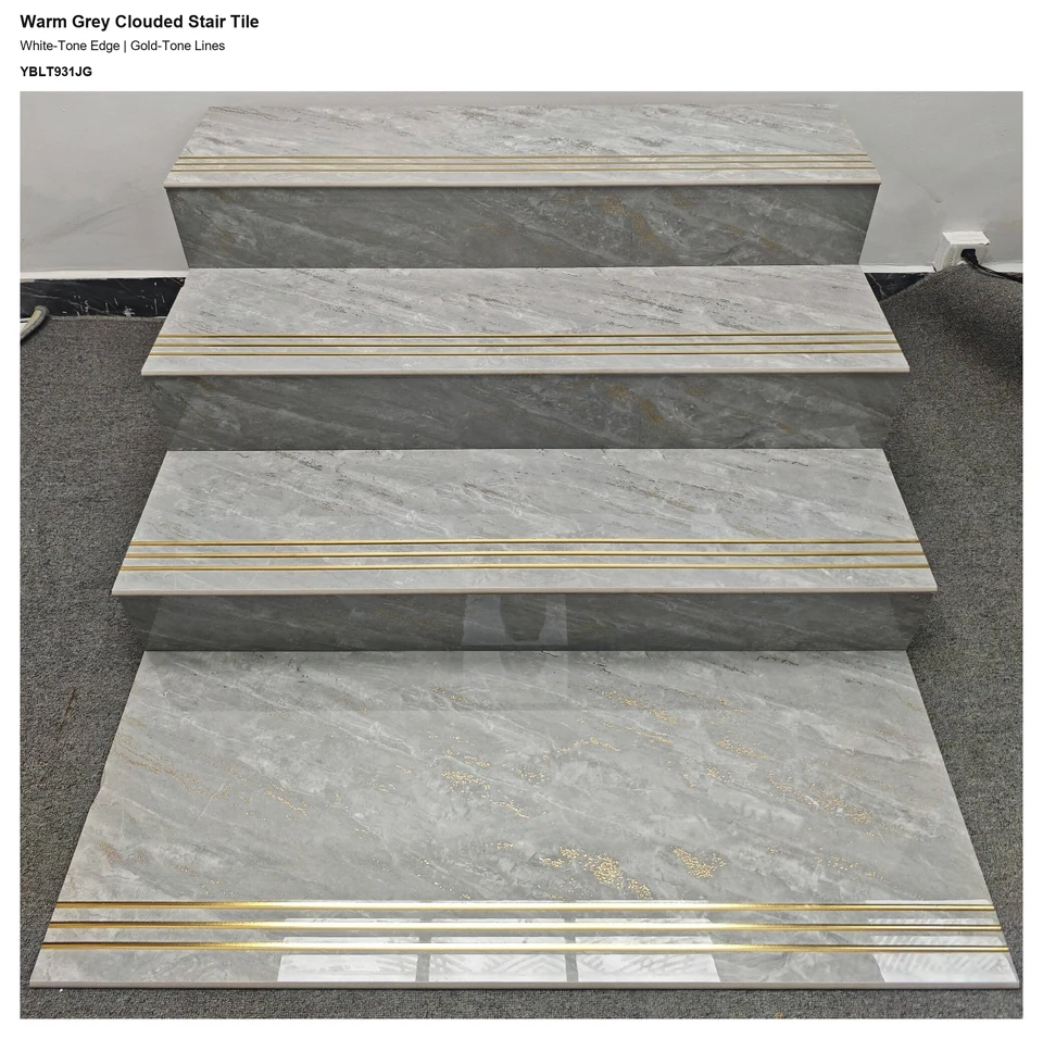 Warm Grey Clouded Stair Tile