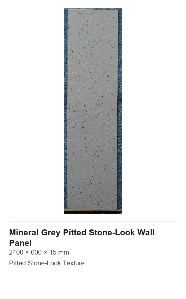 Panel Dinding Hiasan Bertekstur Batu Berliang Kelabu Mineral